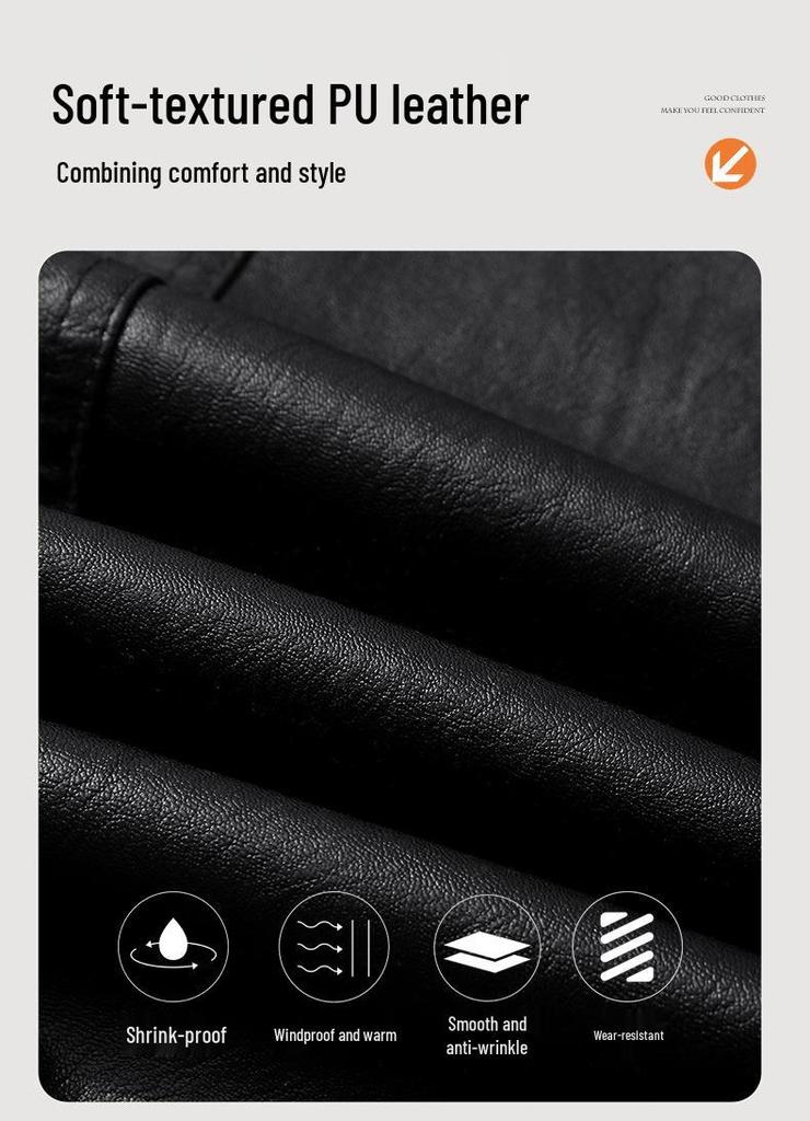 Plus Size Men's Korean Style Lapel PU Leather Jacket - Autumn Collection