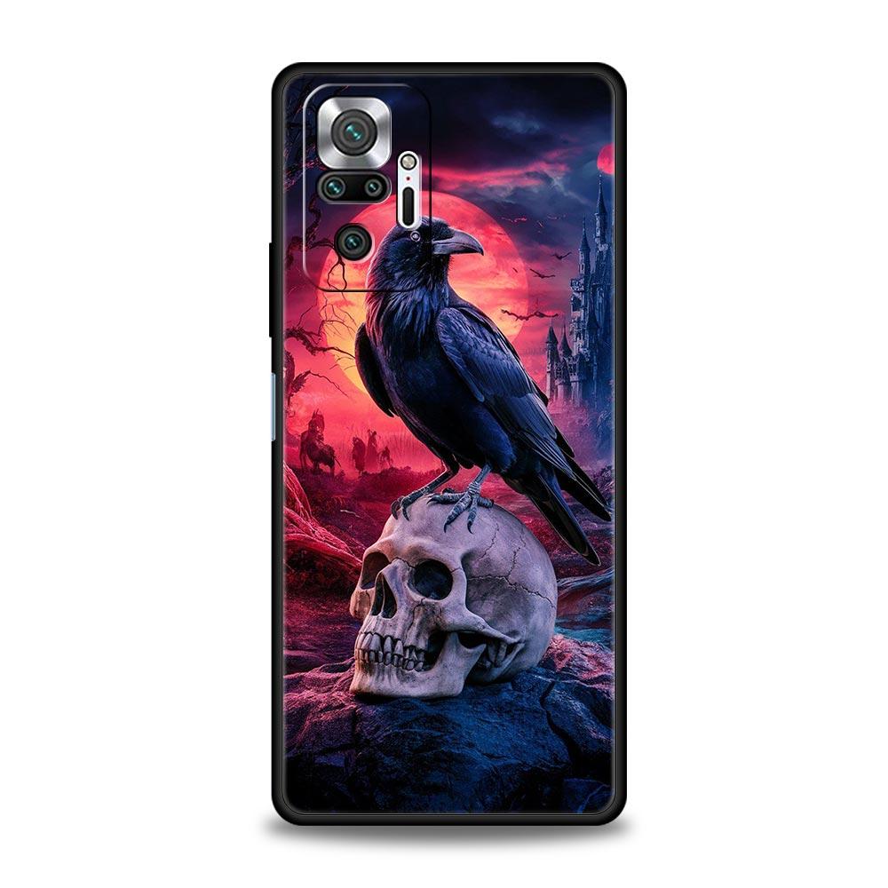 Black Raven Phone Case Cover for Redmi 14C 10C Note 15 14 13 12 10 11 K40 Pro Plus 5G Soft TPU Shockproof Shell Fundas Capas Bag