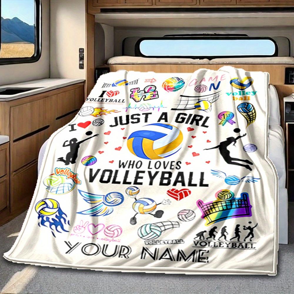 Volleyball American Flag Blanket Personalized Name Soft Comfortable Stylish Blanket Car Blanket Perfect For Travel Camping Outdoor Home Suitable For