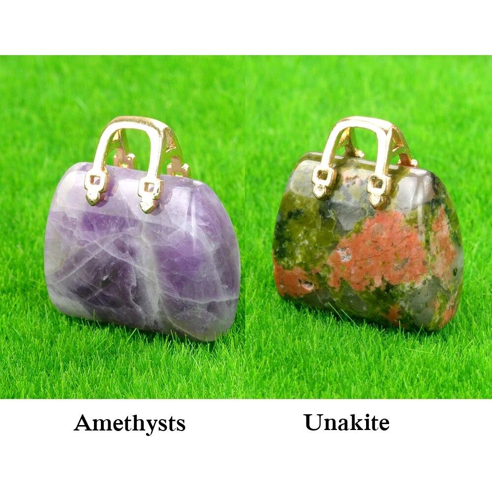 

2 шт./компл. подвеска в форме сумки из натурального камня, тигровый глаз, кварц, опал, подвески для самостоятельного изготовления ювелирных изделий, ожерелья, серег, аксессуаров