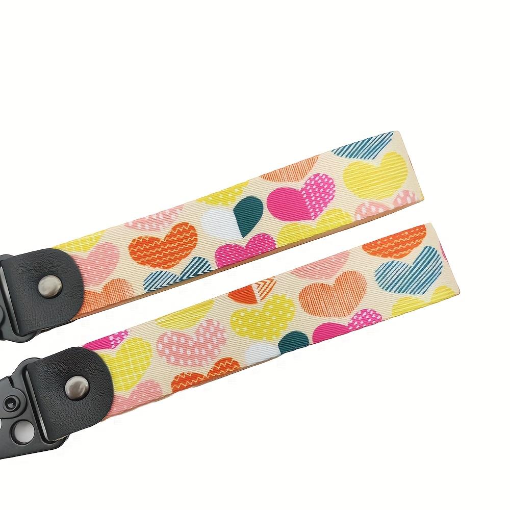 Heart Pattern Keychain with Wrist Lanyard & Backpack Hook - Strawberry Graffiti Design for Motorcycles, Cars, and Bikes