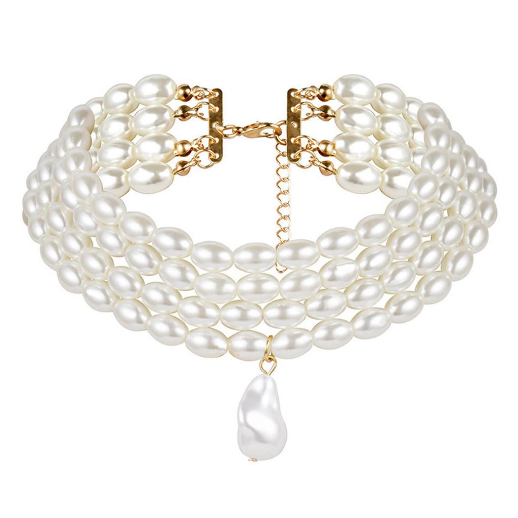 Collier Ras-de-cou Perles Fausses Bijoux Élégant Collier Col pour Femmes Filles