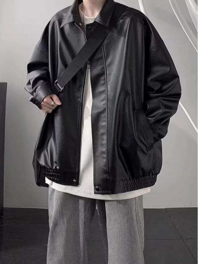 Men's High-End Retro Leather Jacket - Autumn/Winter Casual PU Lapel