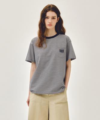 Malittepeulangsowajeobeo Small Classic Logo Stripe Ringer Tee Navy
