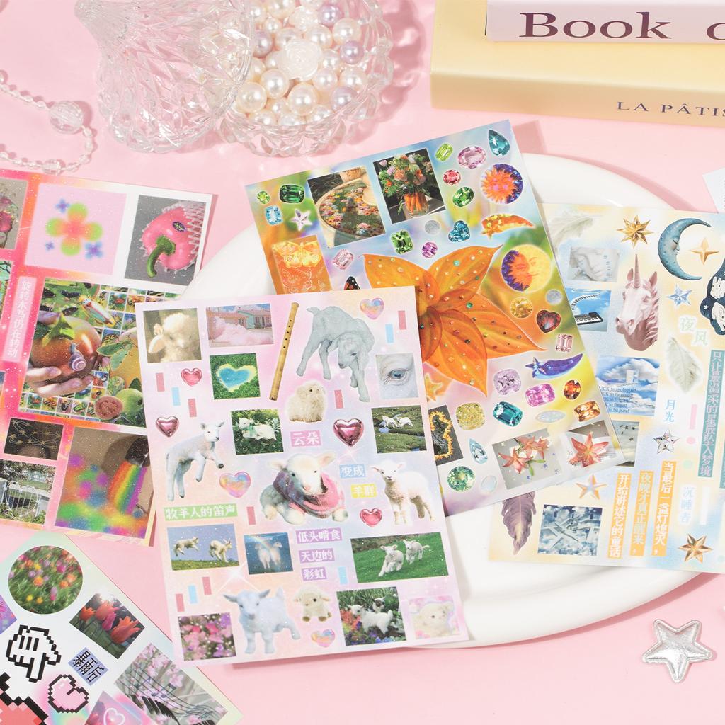 30sheets Dream Growth Series Kawaii Ins Die Cutting Sticker Book Creative Handbook Decoration DIY Scrapbook Material Aesthetics