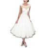 Wedding dress 1011 summer new solid color elegant fashion dress lace simple medium and long sleeveless wedding dress