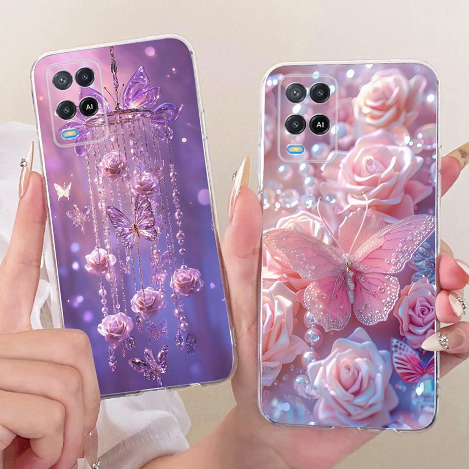For Oppo A54 4G Case CPH2239 Luxury Butterfly Painted Cover Soft Silicone Phone Case For Oppo A54 5G A 54 s OppoA54s Fundas Bags