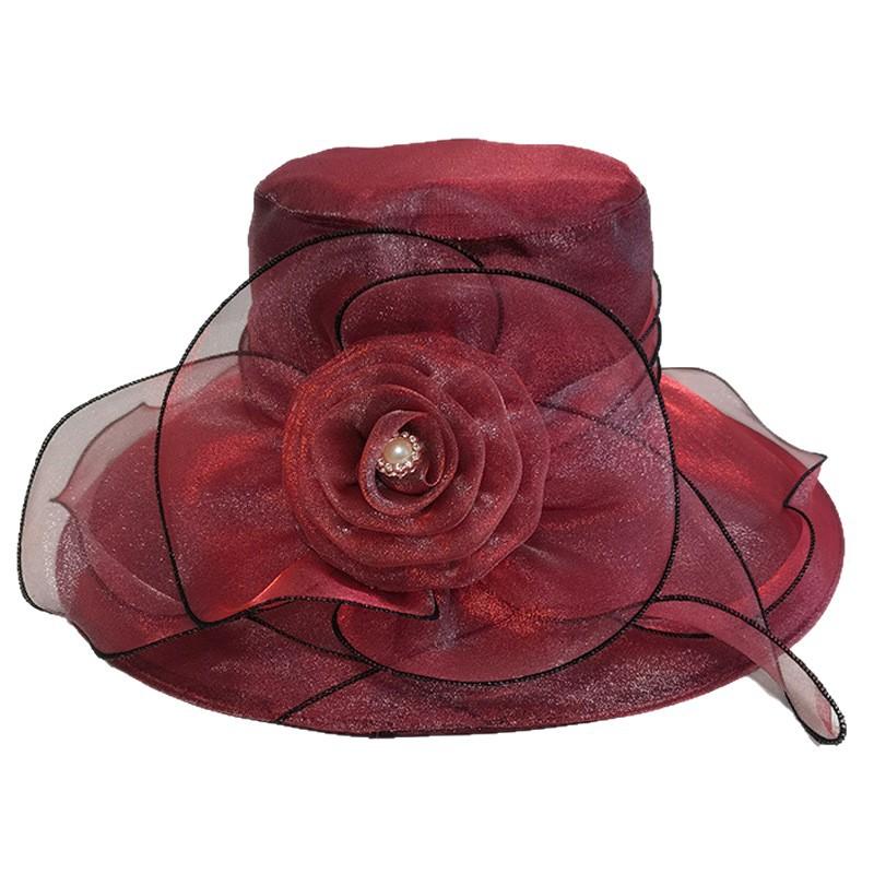 Summer female organza flower European and American celebrity wind mesh gauze hat retro breathable sun hat sales
