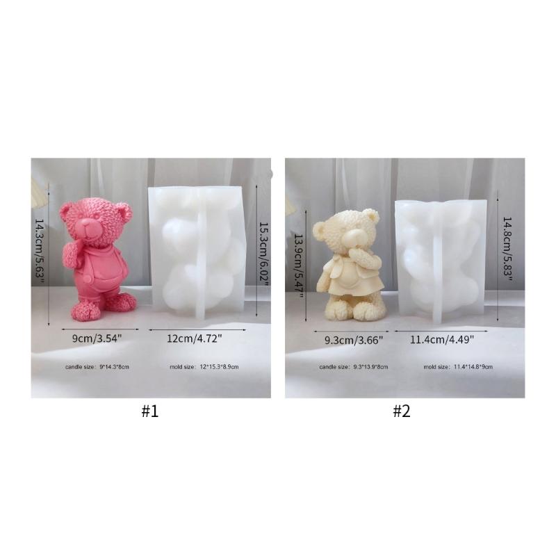 3D Standing Bear Shape Candle Silicone Mold for DIY Hand-made Candle Ornaments Mould Handicrafts Making Tool Baking Mold