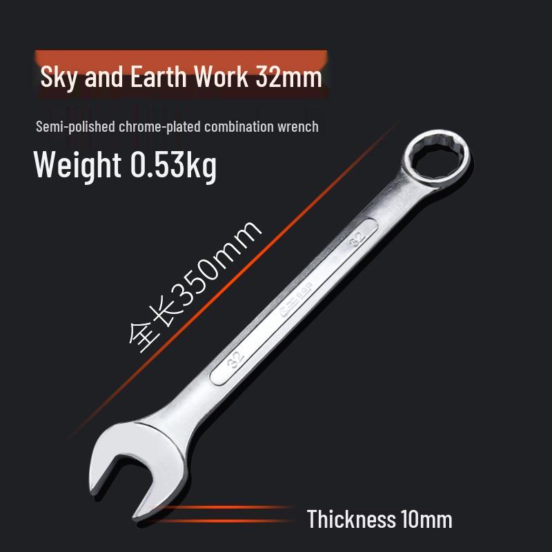 Double-End Wrench Set: Extra Large 6-32mm Open/Box End for Auto Repair