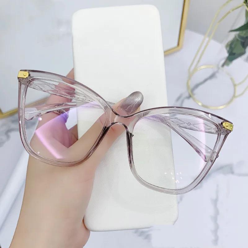 Fashion Cat Eye Glasses Frame Women Anti-Blue Light Eyeglasses Optical Computer Eyewear Radiation Protection Oversize Spectacle