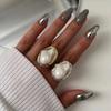 New Baroque Big Pearl Metal Side Rings for Women Charm Stylish Vintage Elegent Zircon for Women New Year Gifts