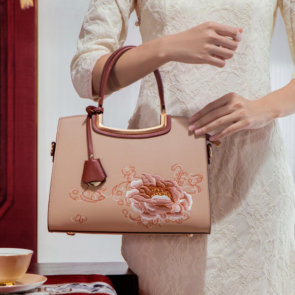 Embroidered Mommy Bag 2024 New Model Large Capacity Handbag Crossbody Bag for Middle-Aged Women Practical Birthday Gift