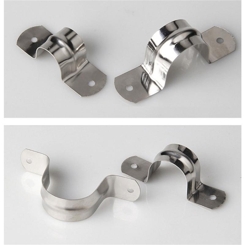 100/50 st Rörbygelklämma Rostfritt stål 2 hål Styv rörbygel Fäste Rörklämma Kraftig Kanalisationsklämmor