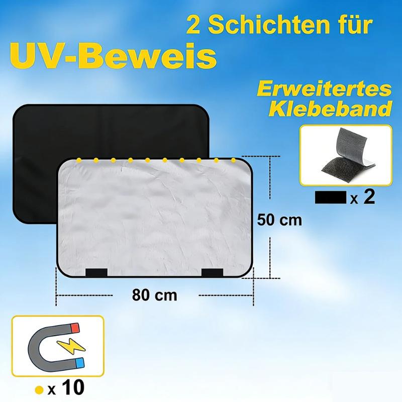 Full Blackout Titanium Silver Magnetic Car Curtains, Heat Insulating & Sun-Blocking Opaque Shade