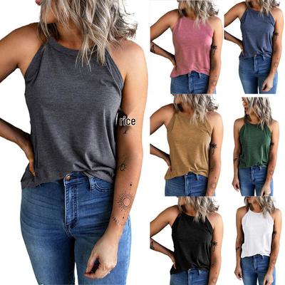 2024 European & American Women's Halter Vest: Slimming Sleeveless Round Neck Solid Color Top for Inner & Outer Wear