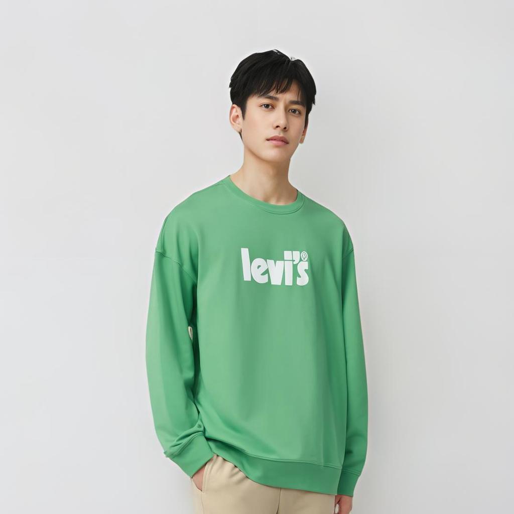 Levis SS23 Letter Logo Bedrucktes Rundhals-Sweatshirt Herren Sweatshirt Grün 38712-0051