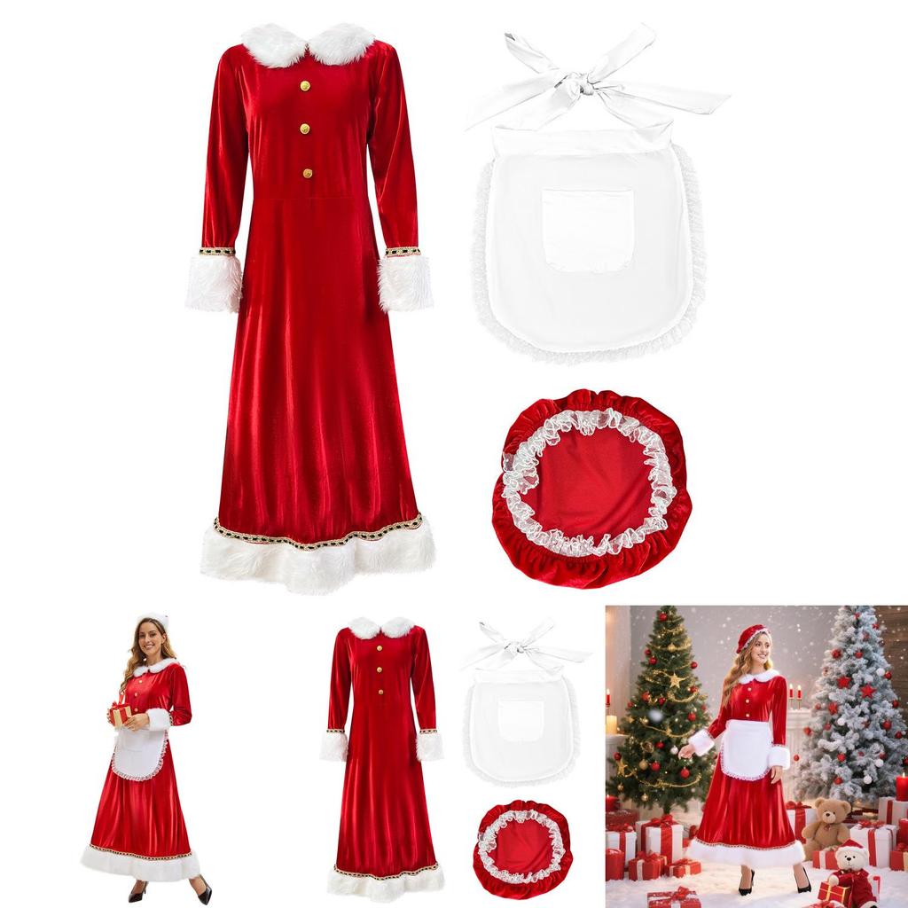 Christmas Santa Themed Dress For Women With Polyester Material For Festive Events