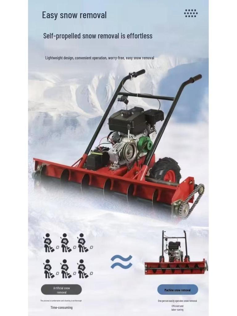 Hand-Push Snow Blower with Spiral Scraper for Road and Household Use - Multifunctional Gasoline Engine Snow Thrower
