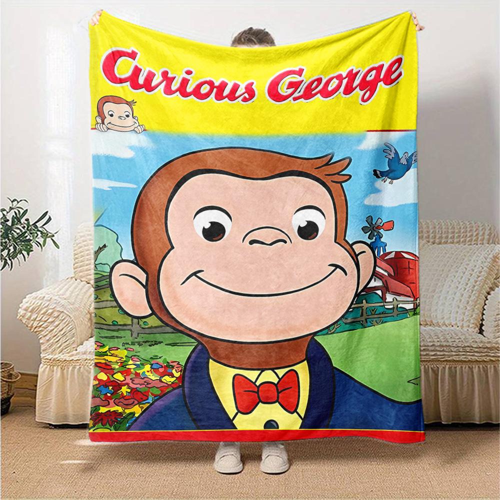 1pc Curious George (6) Blanket, Gift, for Men and Women, Soft Blanket, Good for Sofa Bed Couch Travel, Lightweight Flannel Blanket