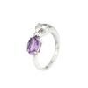 Women's 925 Sterling Silver Ring, Pave Setting Natural Amethyst Crystal Band, Elegant Luxury Jewelry Gift for Daily Wear