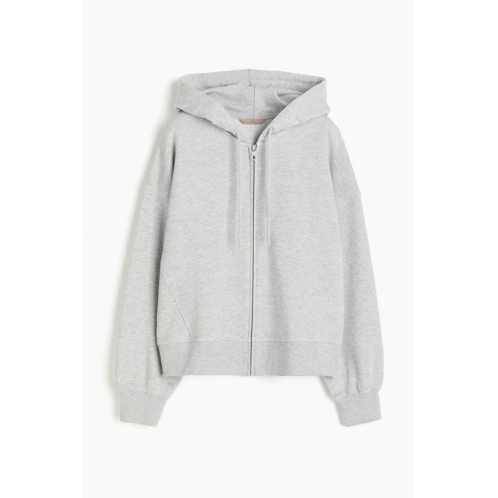 

HM Oversized худи на молнии Светло-серый меланж