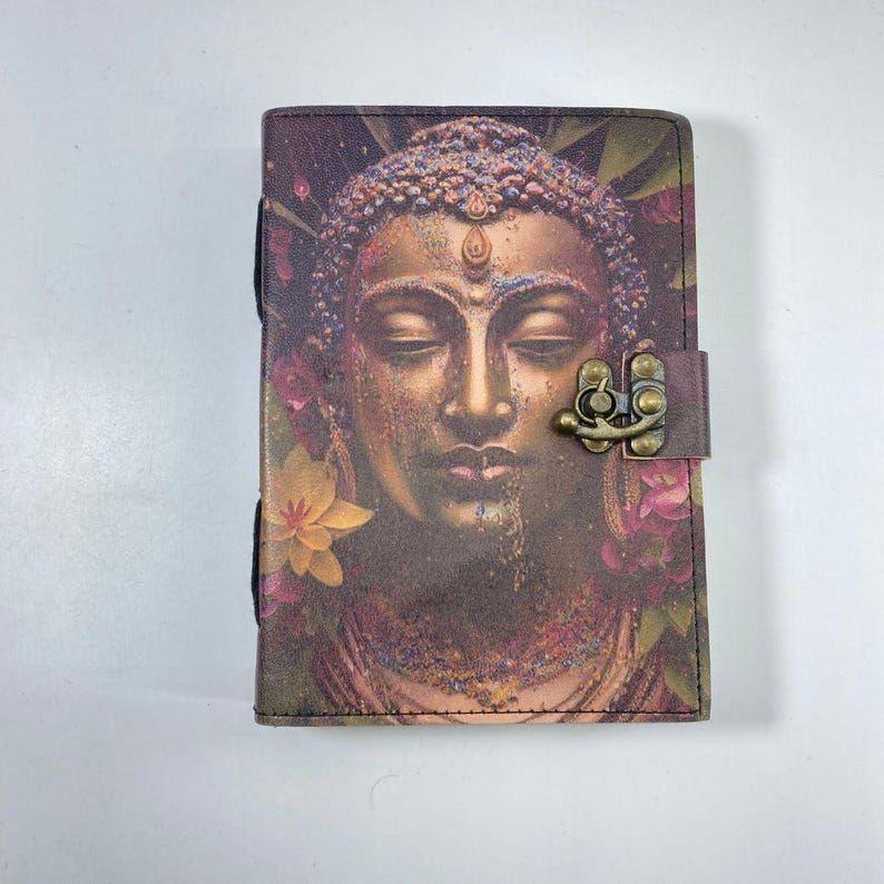 Journaux Spirituels en Cuir – Visage de Bouddha, Arbre de Vie & Œil Maléfique Mystique | Carnet de Bord Vintage Verrouillé Fait Main