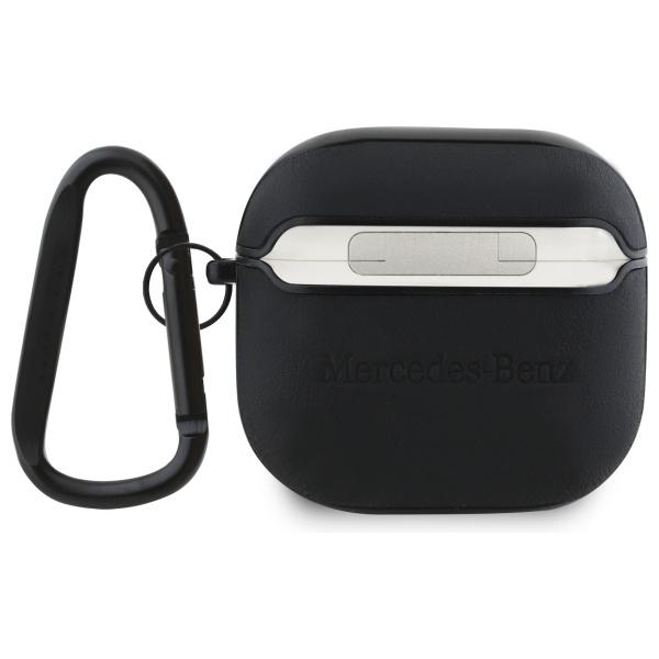 Mercedes Mea4Cslbk Airpods 4 Cover       Czarny/Black Leather Metal Logo