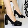 Retro Senior Sense Square Head Suede Women's Shoes Waterproof Platform Thick Heel Super High Heel Shoes Plain Simple High Heels