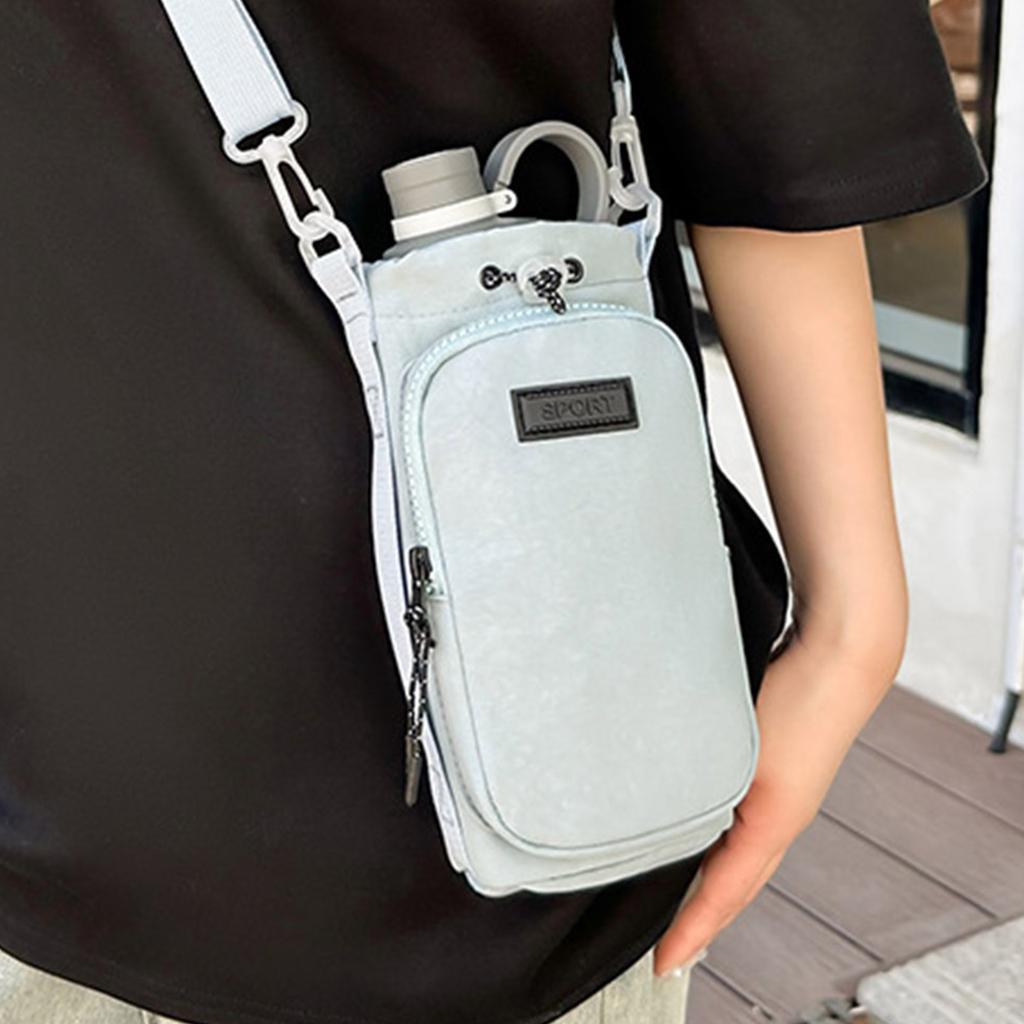 Tragbare Umhängetasche für Telefon und Wasserflasche Outdoor Wandern Radfahren Fitnessstudio Pendeln Verstellbarer Kordelzugbeutel