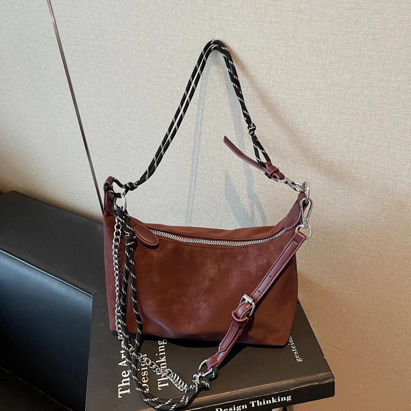 Fashiable Solid Faux Suede Retro Small Square Shoulder Bags for Women 2026 Simple Versatile Popularity Crossbody Bags