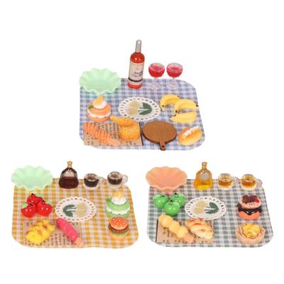 Realistic Doll House Picnics Set with Picnics Mat and Camping Items For Children Imaginative Play Craft Project Props