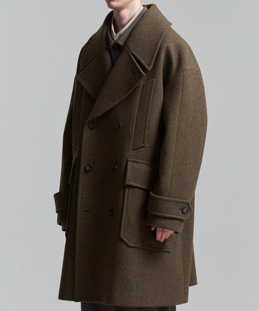 Woosuk Oversized Double Coat (Dark Olive)