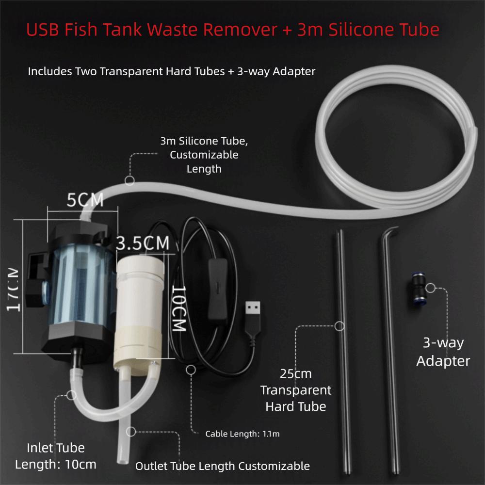 USB Powered Vacuum Gravel Cleaner Low Noise Fish Tank Cleaning Dirt Waste Remover For Aquarium