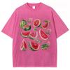 Cartoon Watermelon Fruit Print Women's T-Shirt Loose Fashion Wash Short Sleeve Summer Casual Top Tee