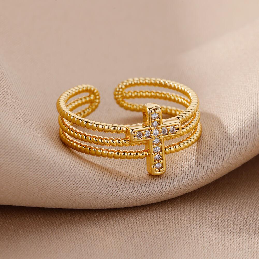 Cross European and American multi-layer niche fashion high-end adjustable ring for women