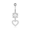 Heart-Shaped Rhinestone Belly Button Ring 5-Piece Set