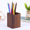 Wooden Square Pen Holder Stand with Exclusive Walnut Finish School Supplies for Office Use-Desktop Pencil Storage Box