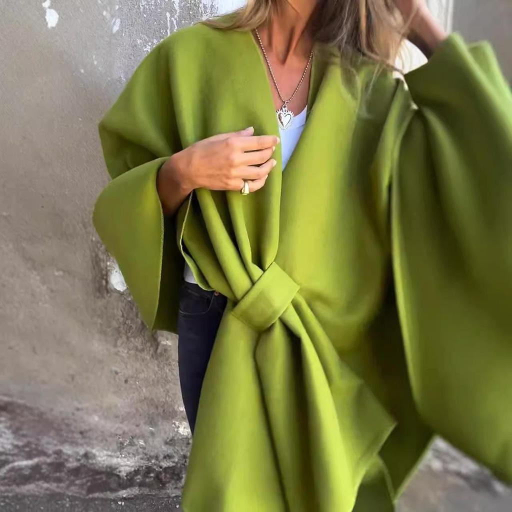 European and American Autumn/Winter Shawl Cloak - Slimming, Warm, Solid Color, Versatile Coat