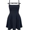 Darling Black Spaghetti Strap Bowknot Dress: Women's Sensual Design Long Skirt