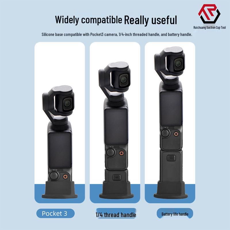 DJI Pocket 3 Kompatible Silikonbasis: Stabile rutschfeste Tischhalterung für Action-Gimbal-Kamera.