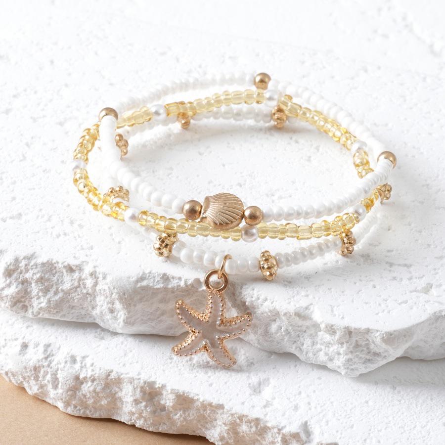 European & American Beach Multi-layer Beaded Shell Bracelet Set - Versatile Summer Ocean Jewelry