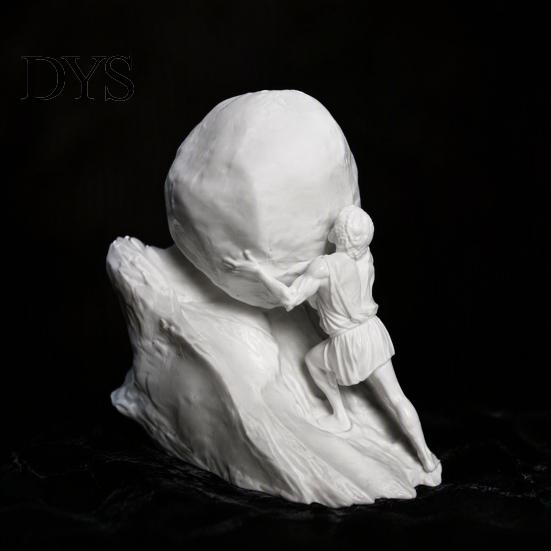 Exquisite Craftsmanship Desktop Art Sisyphus Rolling Rock Statue, Struggler Figurine, 3D Printed Durable PLA Material Decor Inspirational Sculpture