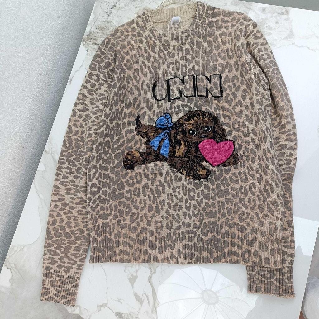 Women's Wool Blend Heart Happy Dog Pattern Sweater - Round Neck Pullover, 2026 New Style