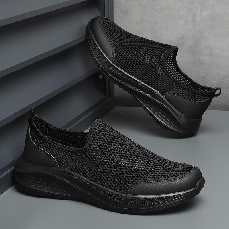 YRZL Mens Sneakers Lightweight Wear Resistant Casual Air Mesh Running Shoes Spring Black Walking Shoes Plus Size 39-48