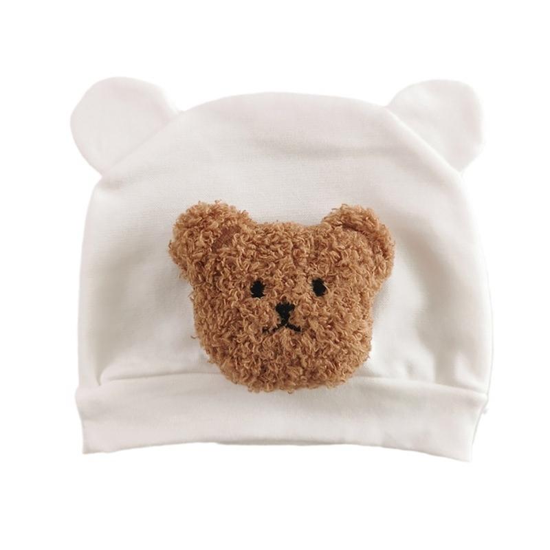 

Korean Style Baby Hat Cute Cartoon Plush Bear Ears Beanies Caps Newborns Bonnet Trendy Pullover Hats Infant Shower Gift белый