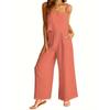 A Halter Top and Wide-Leg Pants Set Square Collar Cami Wide Leg Pants Two-piece Set