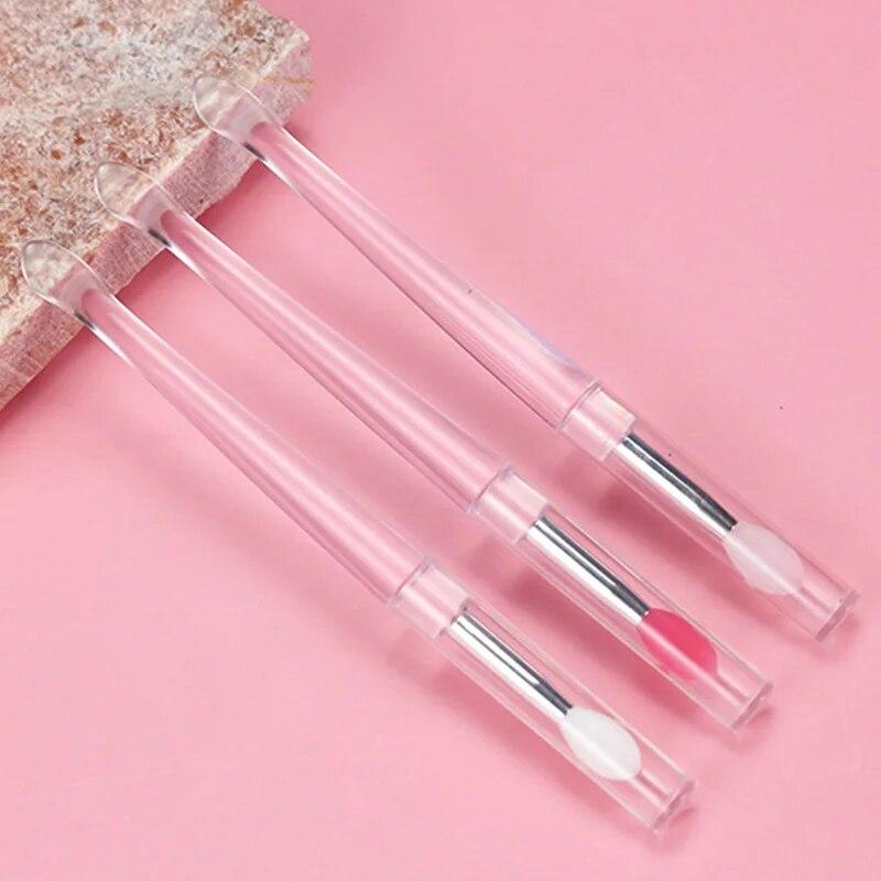 Lip Brush Silicone Lipstick Applicator with Cap Multifunctional Lips Blending Stick Beauty Makeup Tool