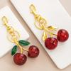 Yousheng Keychain Pendant Resin Cherry Design Key Chain with Golden Alloy Branches Secure Lobster Clasp Anti-Lost Hook Bags Keys Phone Accessories