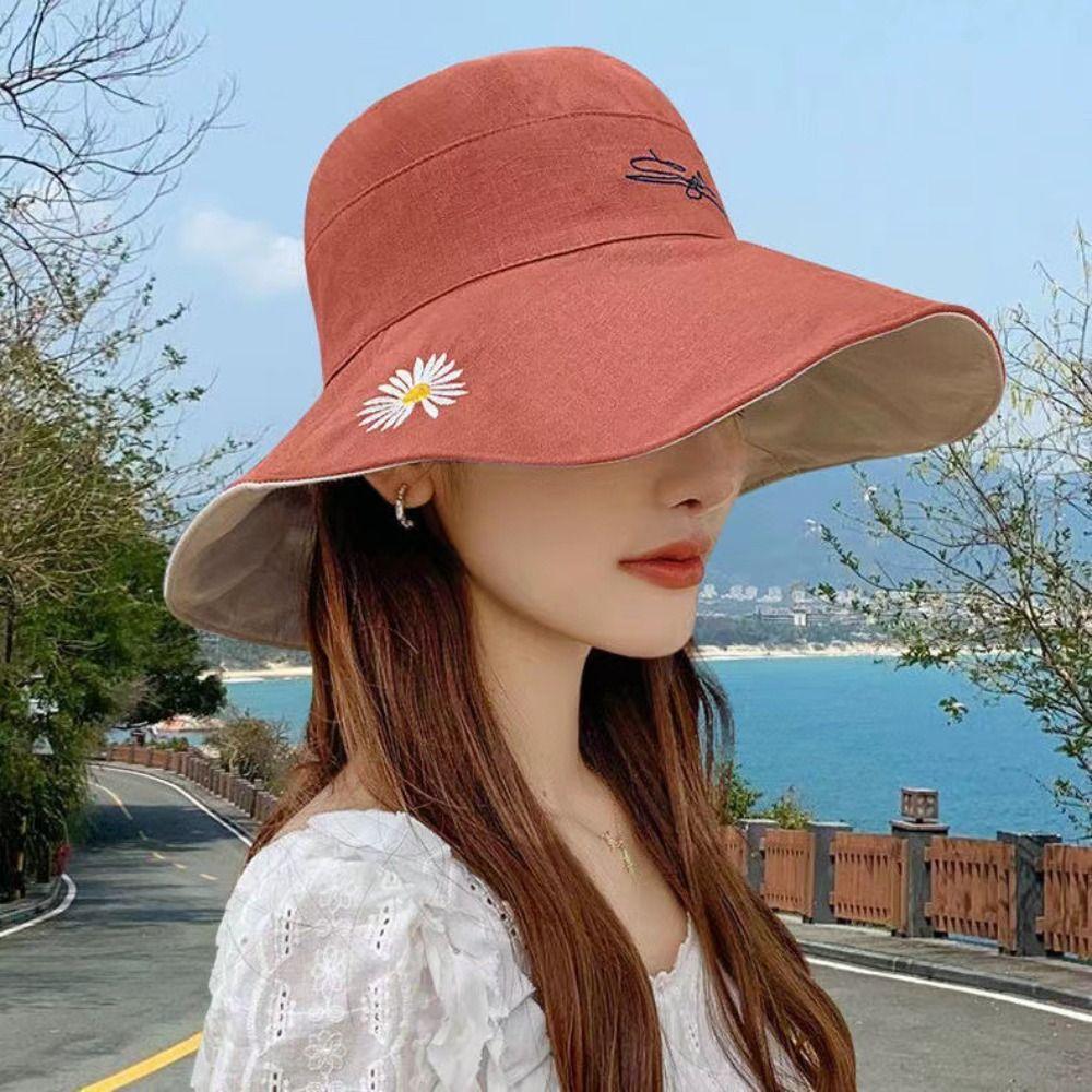 Cotton Fisherman Hat Reversible Beach Sun Cap Portable Panama Hat Summer